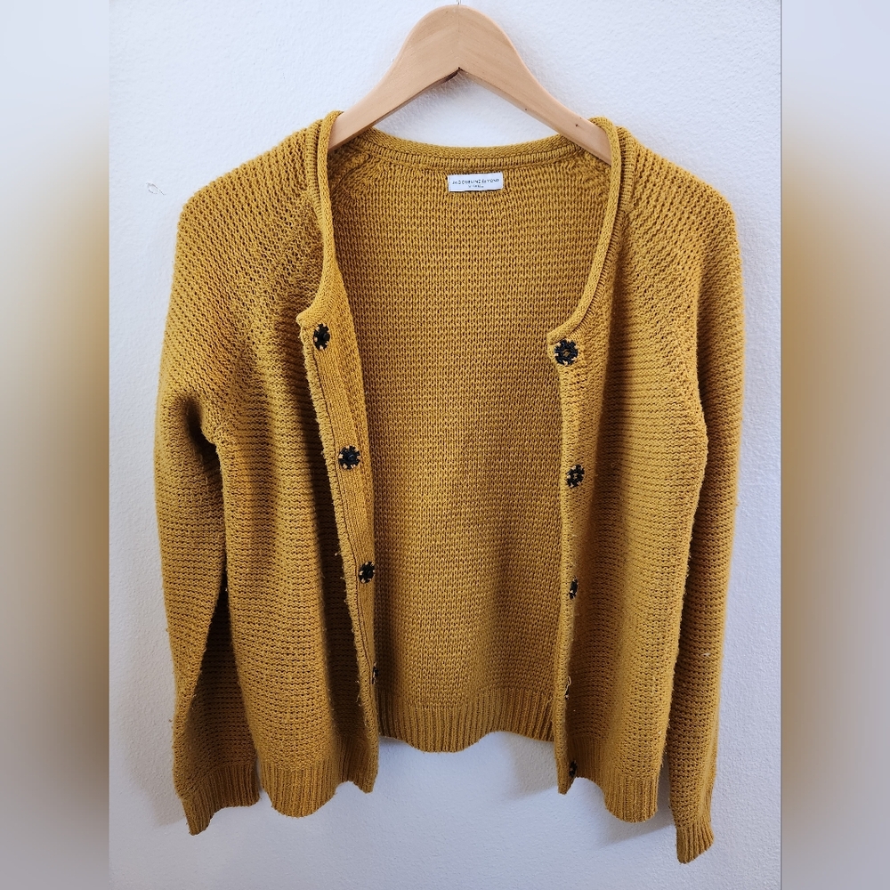 Jacqueline de Yong Women's Mustard Yellow Knit Cardigan Extra Small XS - Picture 2 of 10